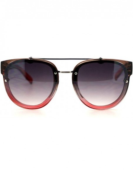 Rimless Womens Retro Hipster Sunglasses Round Flat Top Rimless Look - Brown Red - C61275NYQIN $9.56