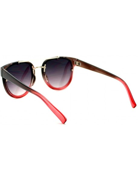Rimless Womens Retro Hipster Sunglasses Round Flat Top Rimless Look - Brown Red - C61275NYQIN $9.56
