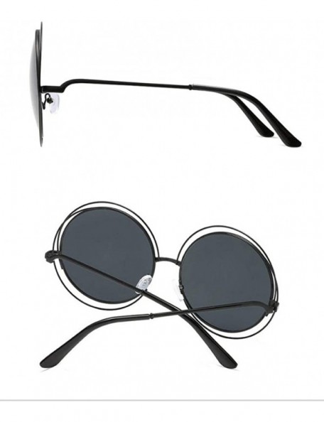 Oversized UV400 Round Sunglasses Green Mirror Oversized Vintage Sun Glasses for Women - Gold F Gray - CK18TZZY5GS $16.64