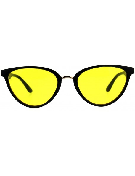 Cat Eye Womens Pimp Color Cat Eye Thin Horn Rim Plastic Sunglasses - Yellow - CU18CIAIDD4 $13.17