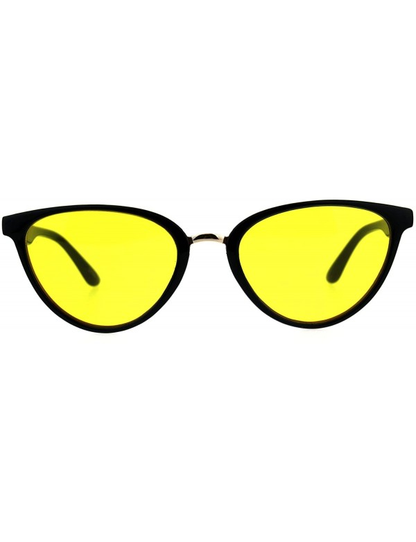 Cat Eye Womens Pimp Color Cat Eye Thin Horn Rim Plastic Sunglasses - Yellow - CU18CIAIDD4 $13.17