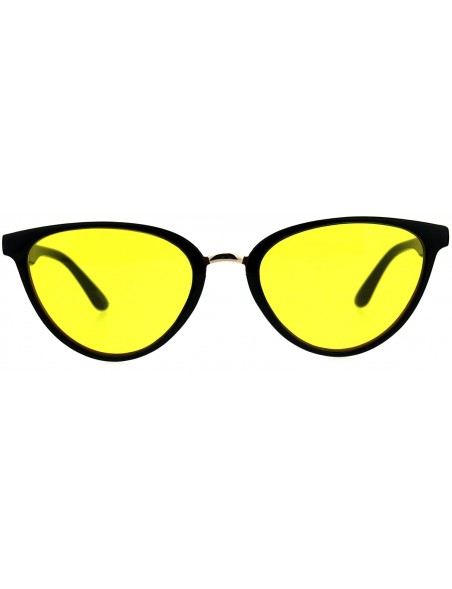 Cat Eye Womens Pimp Color Cat Eye Thin Horn Rim Plastic Sunglasses - Yellow - CU18CIAIDD4 $13.17