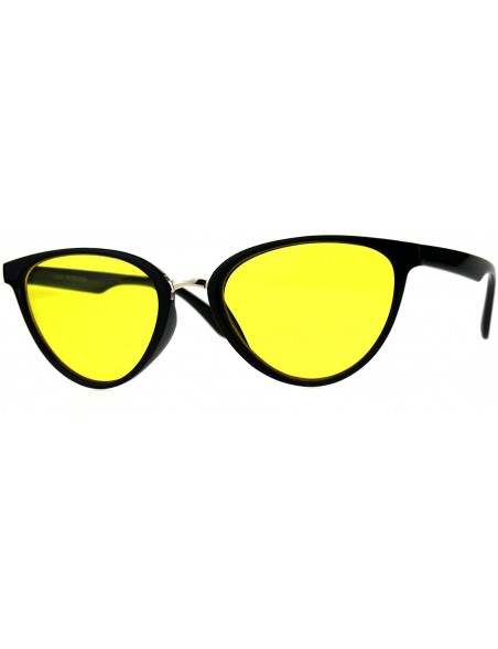 Cat Eye Womens Pimp Color Cat Eye Thin Horn Rim Plastic Sunglasses - Yellow - CU18CIAIDD4 $13.17