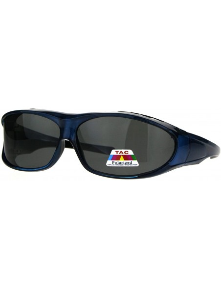 Oval Polarized Anti-glare Lens Oval Mod Fit Over Sunglasses - Blue - CZ1876OKHKD $12.59