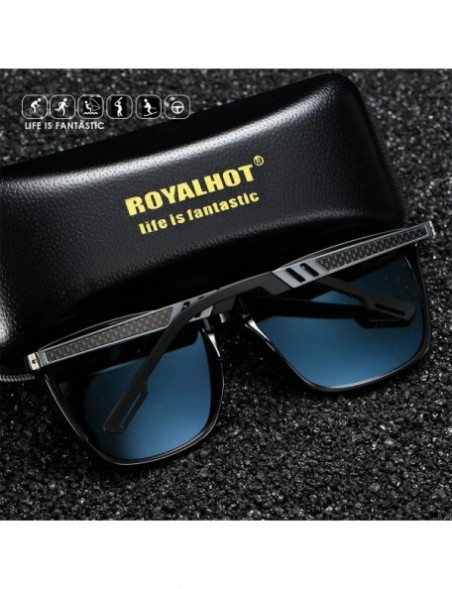 Sport Mens Polarized Rectangle Sunglasses for Driving Aluminum Magnesium Frame Al-Mg Shades Male UV400 Protection - C319296WH...