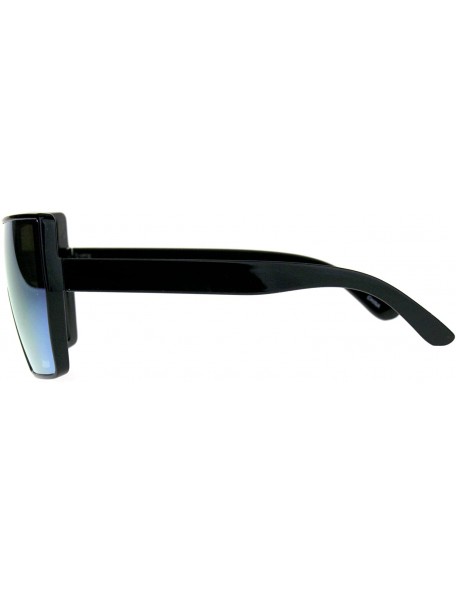 Oversized Extra Oversized Fashion Sunglasses Flat Top Shield Frame Mirror Lens - Black (Peach Mirror) - CG18CNDDO77 $12.20