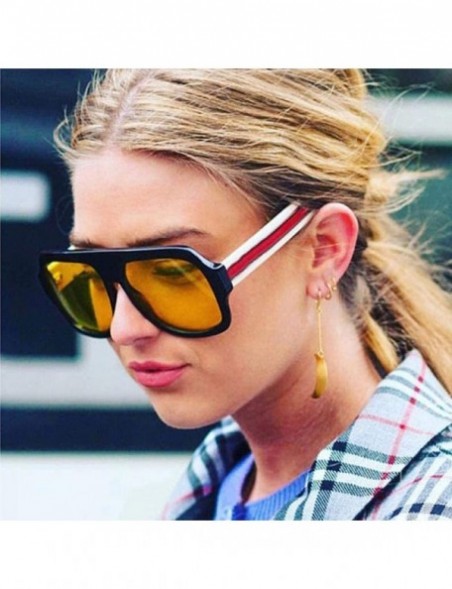 Oversized Big Oversized Sunglasses Man Woman Yellow Mens Sunglasses For Men Women Black - Black - C718Y5Y2U9U $11.06