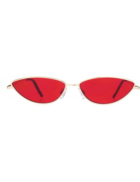 Cat Eye Womens Ironic Retro Narrow Metal Rim Cat Eye Sunglasses - Gold Red - C318NRIA5QZ $13.94