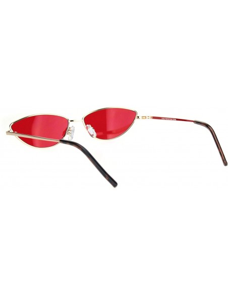Cat Eye Womens Ironic Retro Narrow Metal Rim Cat Eye Sunglasses - Gold Red - C318NRIA5QZ $13.94