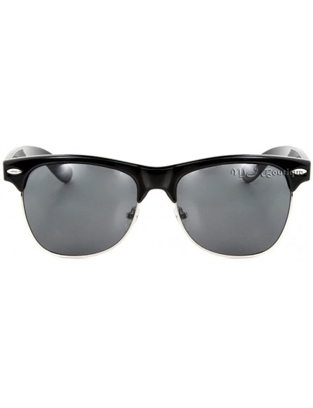 Semi-rimless Black Semi Rimless Sunglasses Dark Lens Half Frame Horn Rimmed - C311F9UNOQ5 $17.07