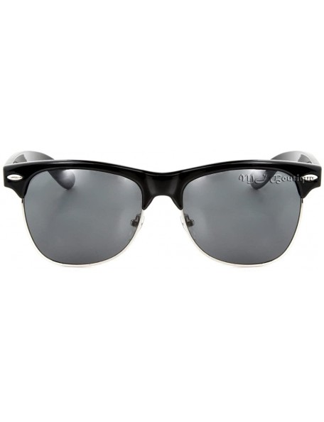 Semi-rimless Black Semi Rimless Sunglasses Dark Lens Half Frame Horn Rimmed - C311F9UNOQ5 $10.64