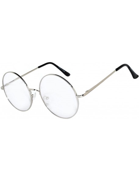 Round Round Circle Frame Clear Lens Glasses - Clear_silver - CY1896MSL83 $7.07