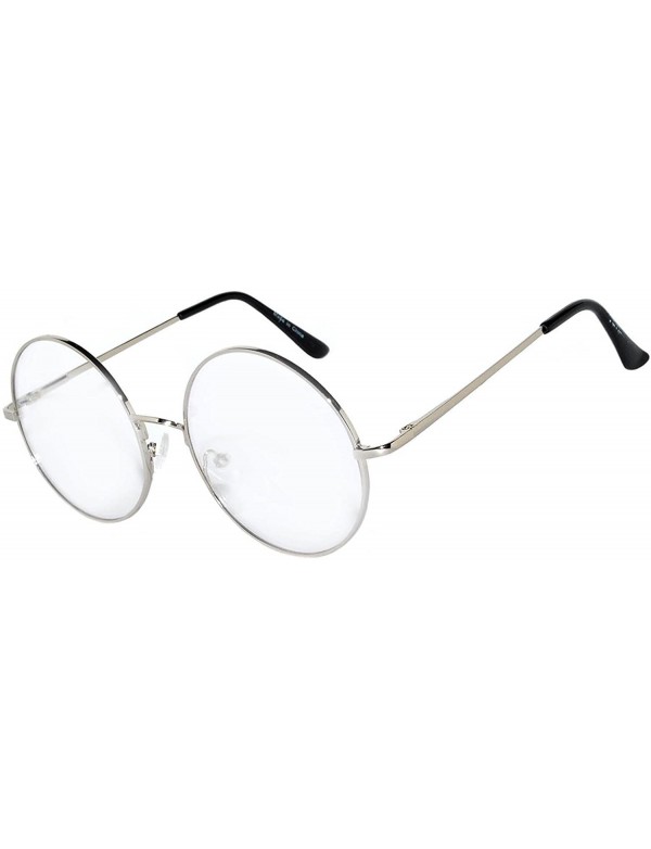 Round Round Circle Frame Clear Lens Glasses - Clear_silver - CY1896MSL83 $7.07