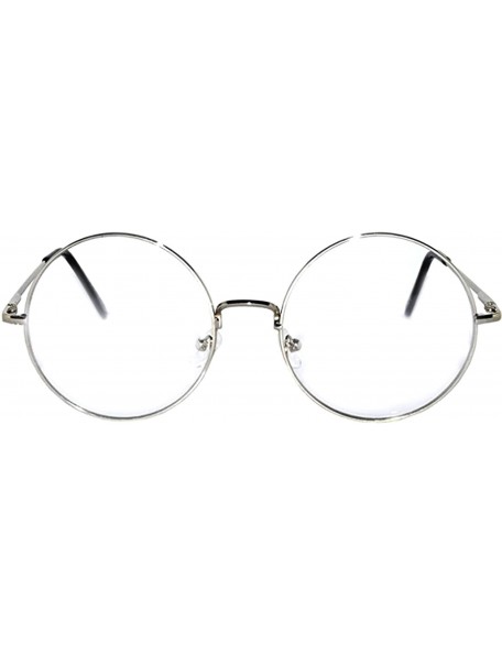 Round Round Circle Frame Clear Lens Glasses - Clear_silver - CY1896MSL83 $7.07