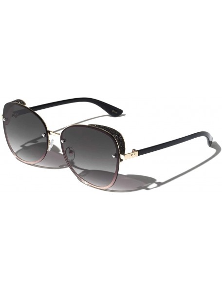 Butterfly Butterfly Brow Side Glitter Shield Lens Sunglasses - Black Gold - C71973IWRM0 $11.60