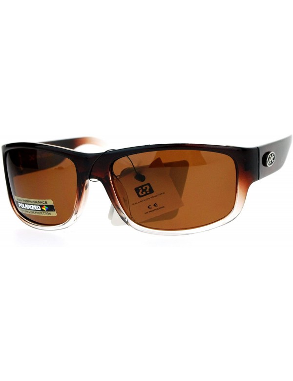Rectangular Polarized Lens Mens Sunglasses Sporty Rectangular Fashion UV 400 - Brown Fade - CN186L33S4D $16.32