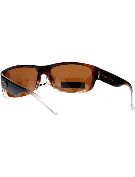 Rectangular Polarized Lens Mens Sunglasses Sporty Rectangular Fashion UV 400 - Brown Fade - CN186L33S4D $16.32