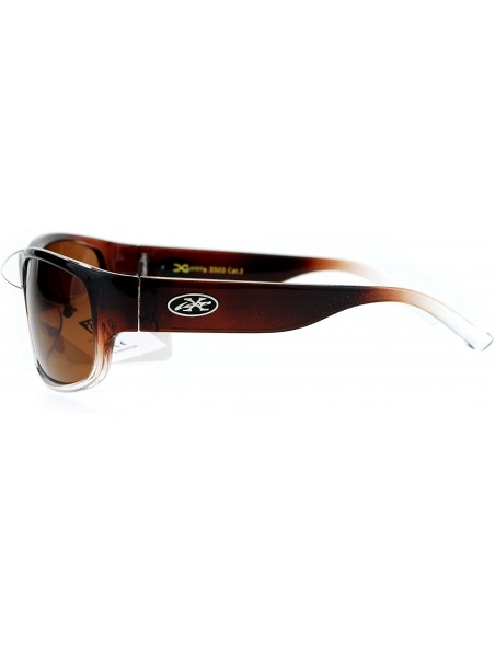 Rectangular Polarized Lens Mens Sunglasses Sporty Rectangular Fashion UV 400 - Brown Fade - CN186L33S4D $16.32