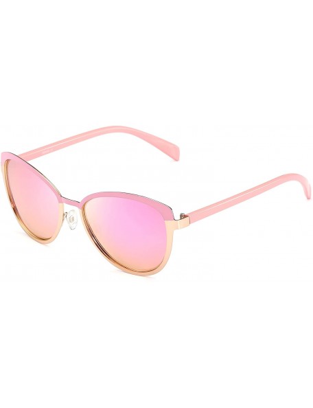 Square Cateye Sunglasses for Women Polarized UV Protection Retro Fashion Designer Metal Sun Glasses - Pink - C018TD8R48L $9.81