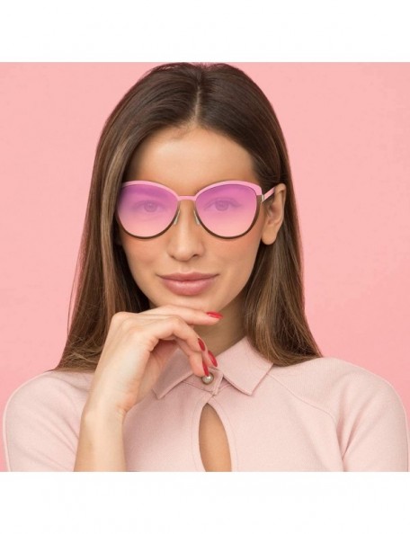 Square Cateye Sunglasses for Women Polarized UV Protection Retro Fashion Designer Metal Sun Glasses - Pink - C018TD8R48L $9.81