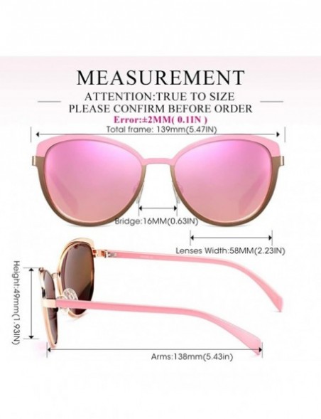 Square Cateye Sunglasses for Women Polarized UV Protection Retro Fashion Designer Metal Sun Glasses - Pink - C018TD8R48L $9.81