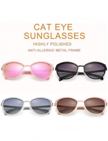 Square Cateye Sunglasses for Women Polarized UV Protection Retro Fashion Designer Metal Sun Glasses - Pink - C018TD8R48L $9.81