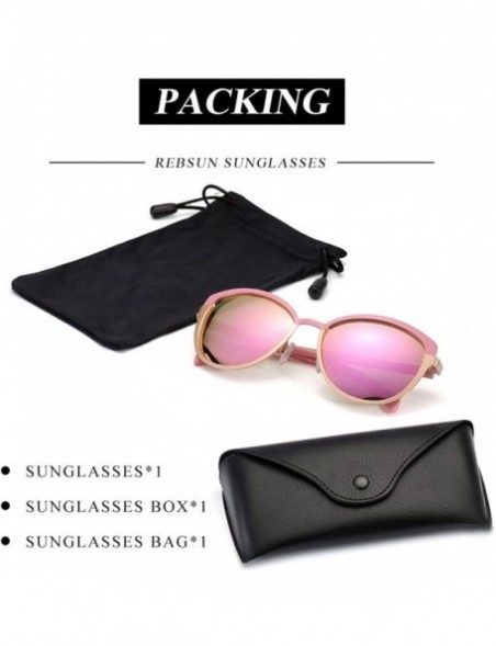 Square Cateye Sunglasses for Women Polarized UV Protection Retro Fashion Designer Metal Sun Glasses - Pink - C018TD8R48L $9.81