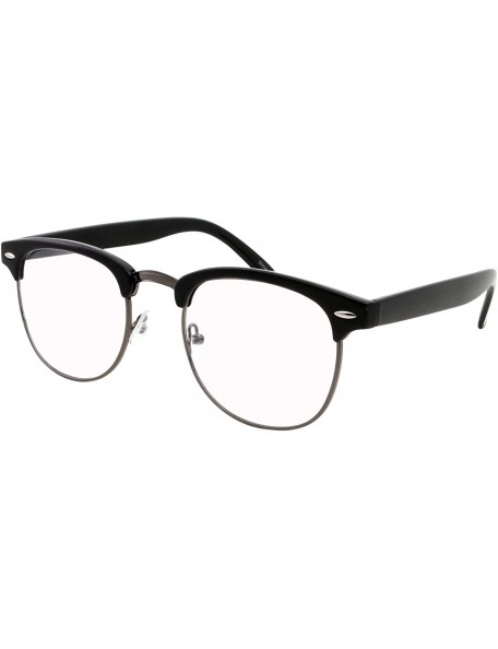 Semi-rimless Mens Non Prescription Clear Lens Glasses - Black With Gunmetal - CW1804HWSDS $9.11