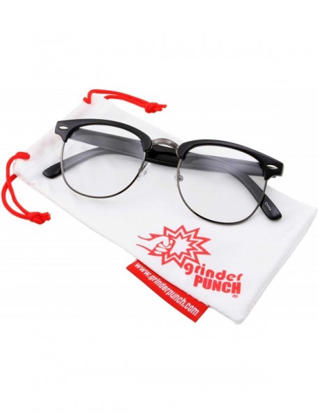 Semi-rimless Mens Non Prescription Clear Lens Glasses - Black With Gunmetal - CW1804HWSDS $9.11