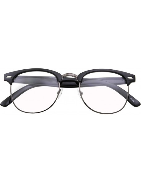 Semi-rimless Mens Non Prescription Clear Lens Glasses - Black With Gunmetal - CW1804HWSDS $9.11