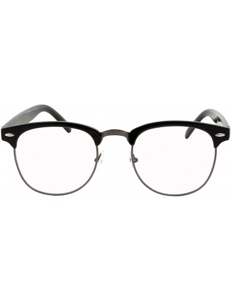 Semi-rimless Mens Non Prescription Clear Lens Glasses - Black With Gunmetal - CW1804HWSDS $9.11