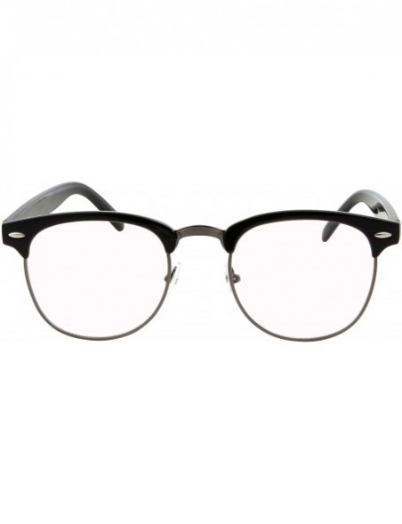 Semi-rimless Mens Non Prescription Clear Lens Glasses - Black With Gunmetal - CW1804HWSDS $9.11