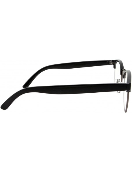 Semi-rimless Mens Non Prescription Clear Lens Glasses - Black With Gunmetal - CW1804HWSDS $9.11