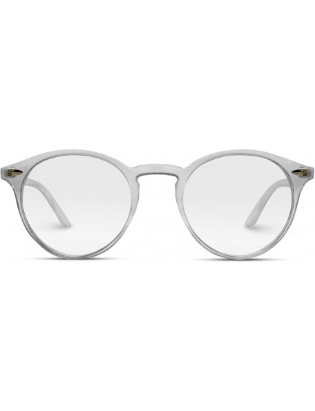 Round Classic Round Blue Light Blocking Glasses Anti Blue Ray Computer Game Glasses - Clear Frame - CS18NLQS4G8 $23.52