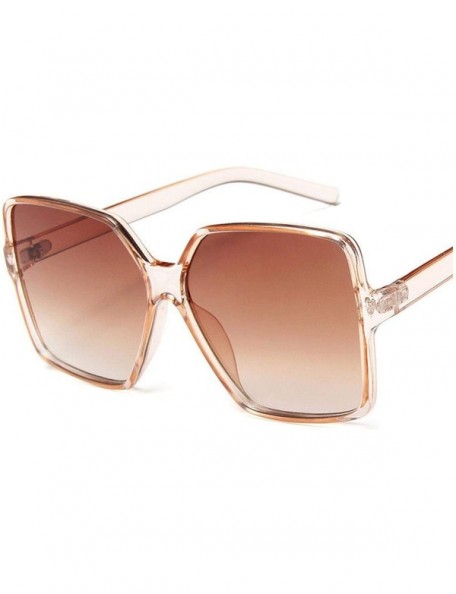 Square Fashion Women Oversize Sunglasses Gradient Plastic Er Female Sun Glasses UV400 Lentes De Sol Mujer - Brown - CH199C96Q...