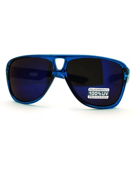 Aviator Retro Multicolor Lens Sunglasses Sporty Racer Flat Top Aviators - Blue - CM11F64GLKP $8.44