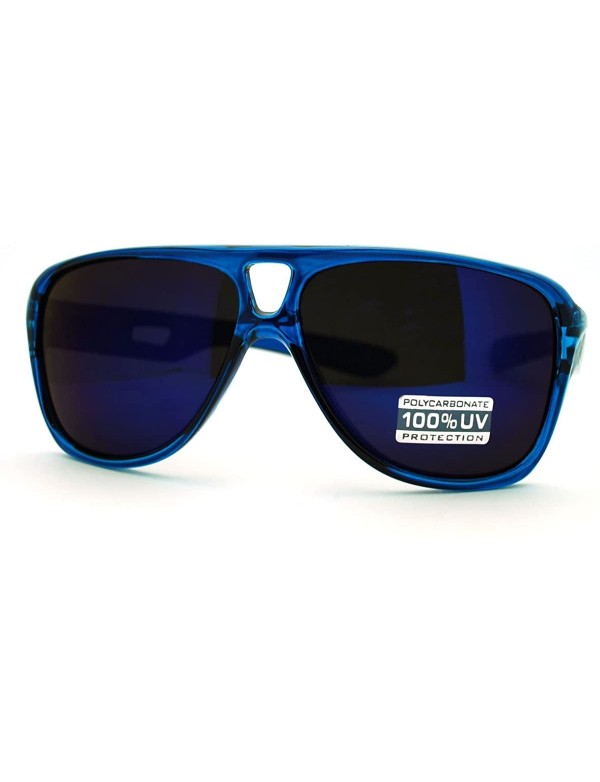 Aviator Retro Multicolor Lens Sunglasses Sporty Racer Flat Top Aviators - Blue - CM11F64GLKP $8.44