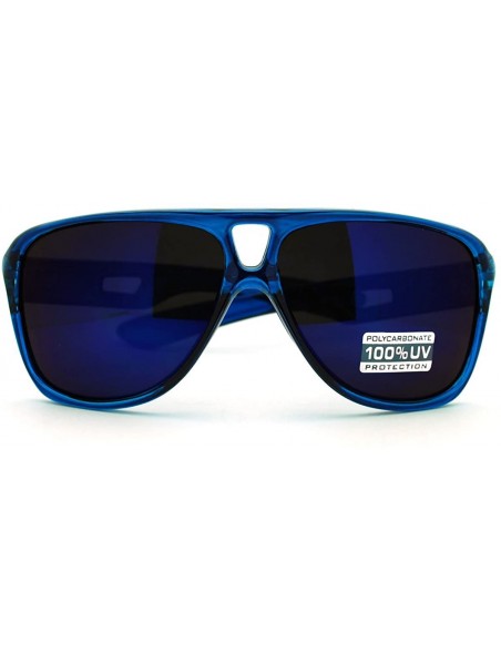 Aviator Retro Multicolor Lens Sunglasses Sporty Racer Flat Top Aviators - Blue - CM11F64GLKP $8.44