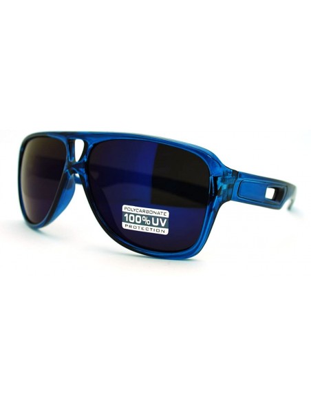 Aviator Retro Multicolor Lens Sunglasses Sporty Racer Flat Top Aviators - Blue - CM11F64GLKP $8.44