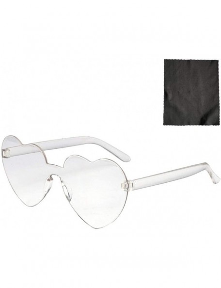 Rimless Women's Sunglasses Heart Shaped Rimless Sunglasses Transparent Candy Color Frameless Glasses Party Sunglasses - L - C...