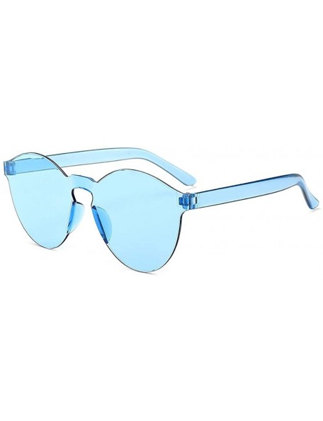 Round Unisex Fashion Candy Colors Round Outdoor Sunglasses Sunglasses - Light Blue - CW199HXLC3M $12.71