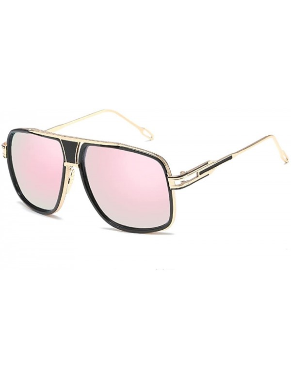 Oversized Retro Oversized Pilot Sunglasses Metal Frame for Men Women Square Glasses Mirror Lens Gold Rim - 6 - CL1954QUIXE $1...