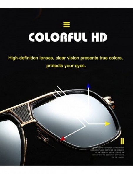 Oversized Retro Oversized Pilot Sunglasses Metal Frame for Men Women Square Glasses Mirror Lens Gold Rim - 6 - CL1954QUIXE $1...