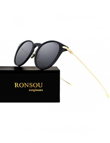 Goggle Classic Round Polarized Sunglasses for Women Fashion Designer Style - Black Frame Gray Lens - CQ18TXYMQ38 $14.38