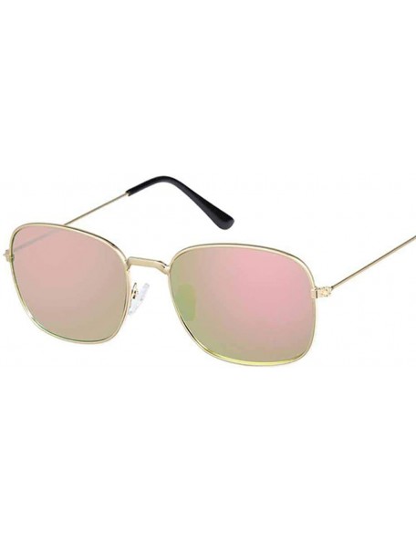 Round Fashion Pink Round Sunglasses Women Brand Designer Luxury Sun Glasses Gold Blue - Gold Pink - C218YZU7GXK $10.44