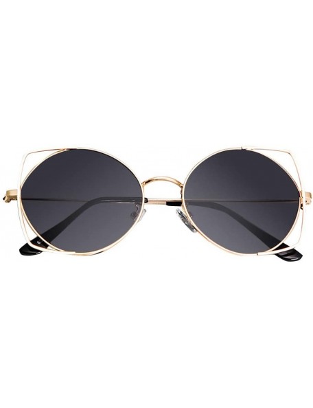 Cat Eye Sunglasses for Women - Cat Eye Mirrored Flat Lenses Metal Frame Sunglasses (Gray) - Gray - C618RGHWHX9 $9.58