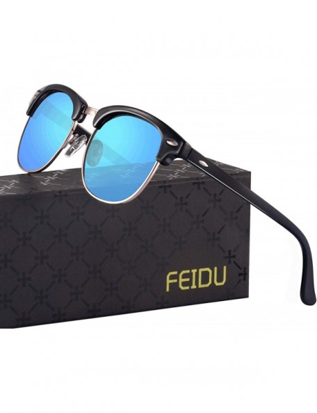 Wrap Retro Polarized Mens Sunglasses for Men Half Metal Women FD3030 - 1-blue - C41866C3TOL $21.78