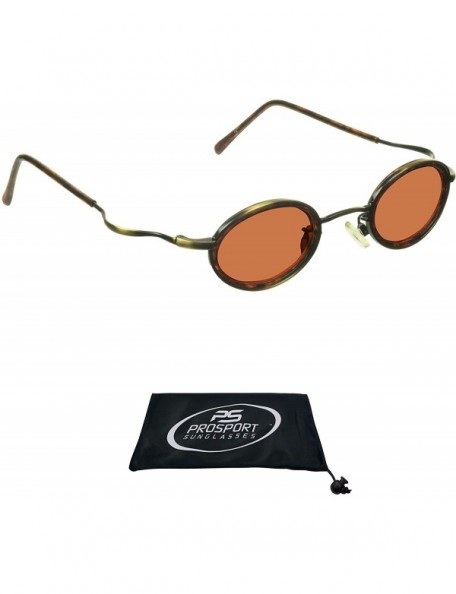 Oval Small round vintage retro 70s Sunglasses. Free Microfiber Cleaning Case Included. - Bronze - CK11C4XRTEX $13.08