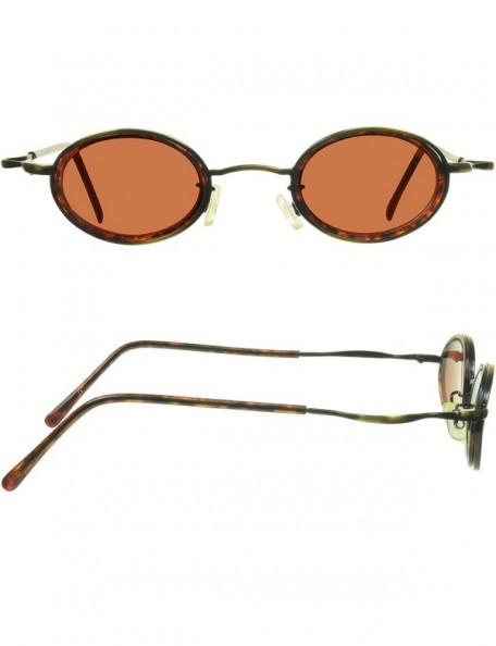 Oval Small round vintage retro 70s Sunglasses. Free Microfiber Cleaning Case Included. - Bronze - CK11C4XRTEX $13.08