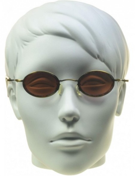 Oval Small round vintage retro 70s Sunglasses. Free Microfiber Cleaning Case Included. - Bronze - CK11C4XRTEX $13.08